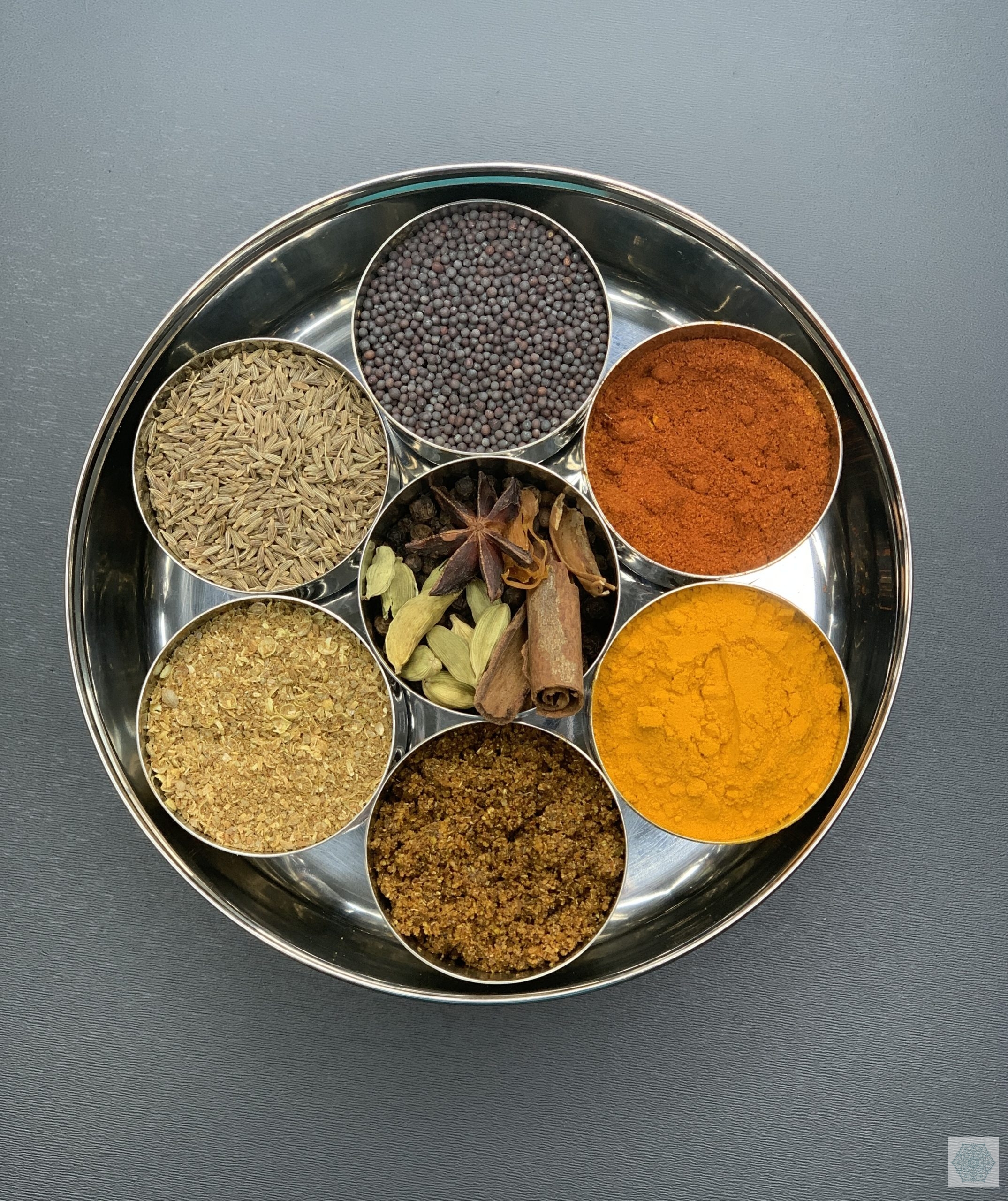 A typical Spice Box (masala dabba) in Indian Households